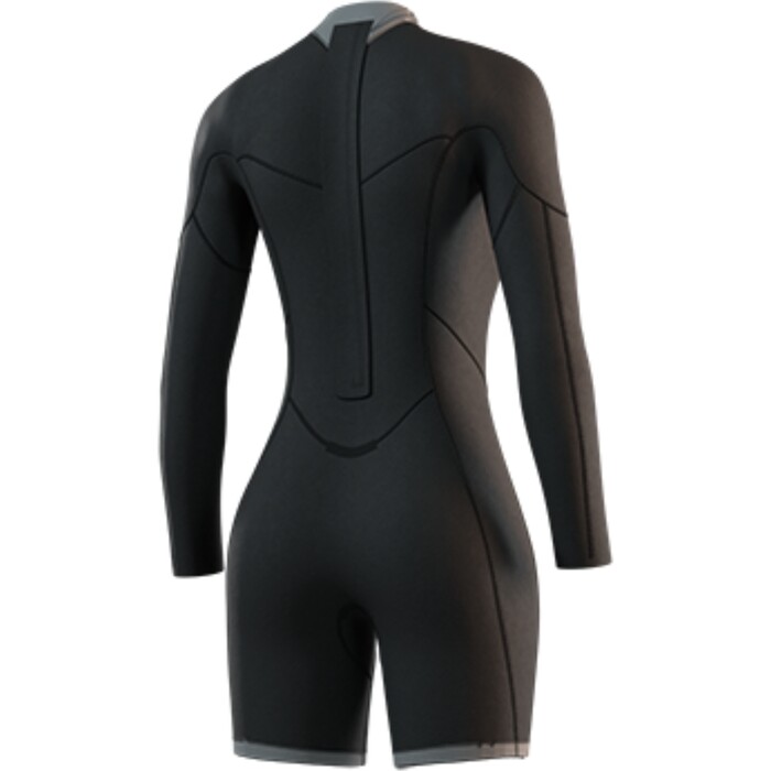 2025 Mystic Womens Brand Long Arm 3/2mm Back Zip Flatlock Shorty Wetsuit 35000.250063 - Black